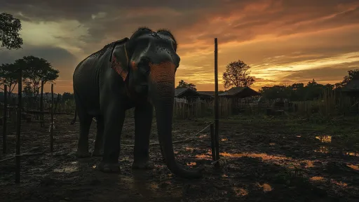 Gajah di sore hari.